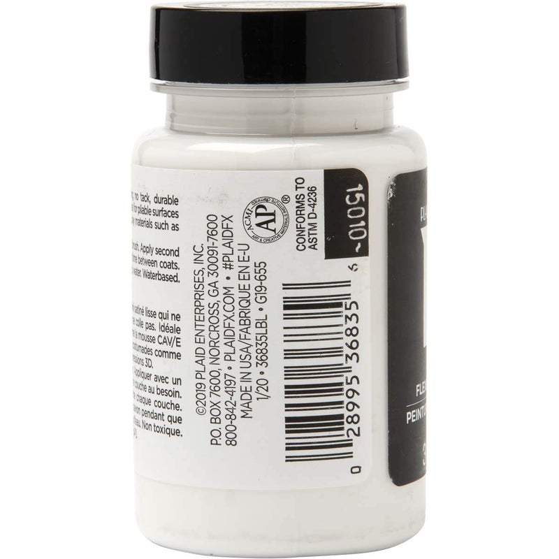 PlaidFX Smooth Satin Flexible Acrylic Paint Ideal for Pliable Surfaces and Cosplay Costumes, Non-Cracking or Peeling, No-Tack, Durable, 3 oz, Blizzard - Image 2